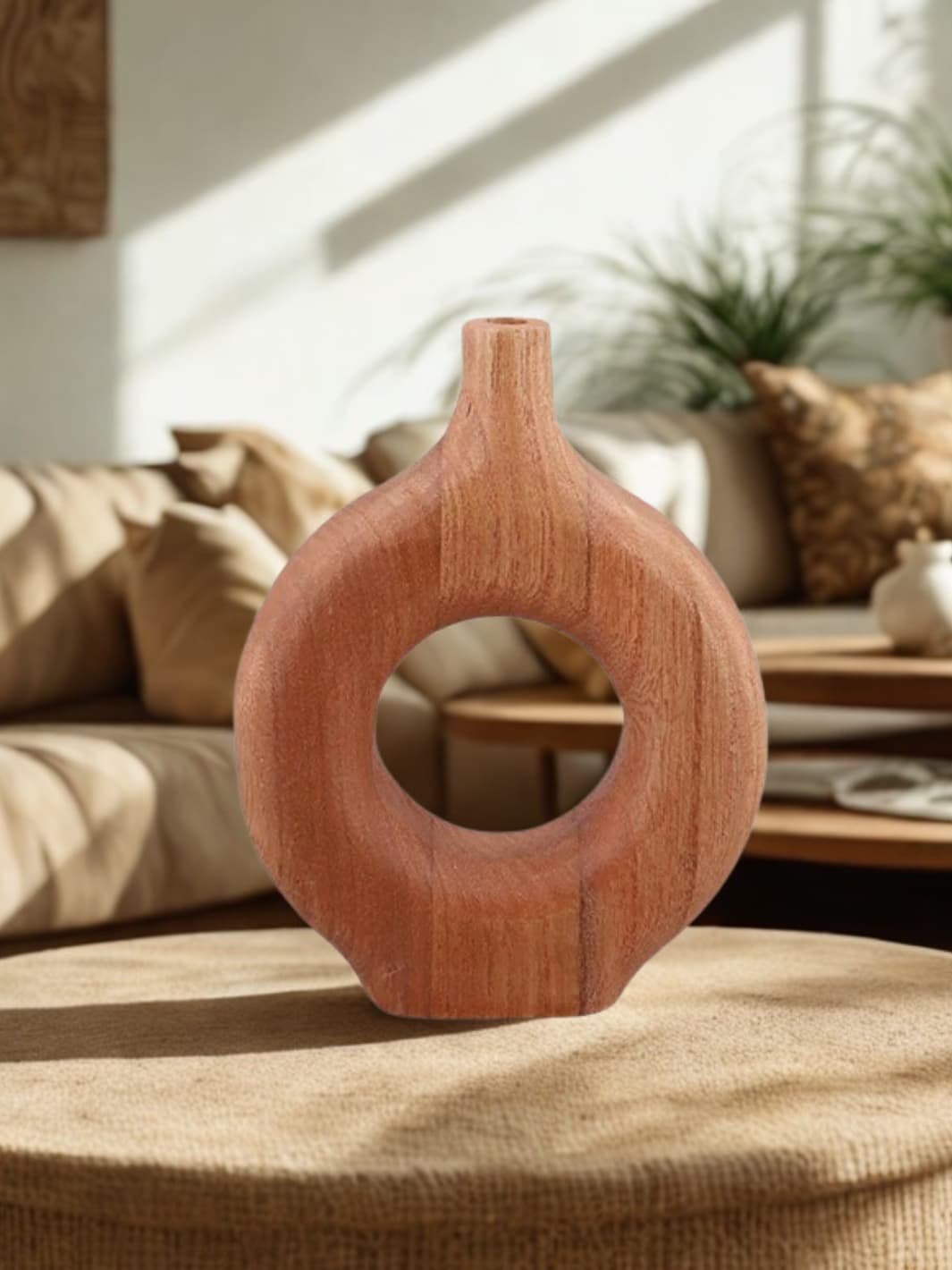 Vase | Donut sculptural en bois naturel