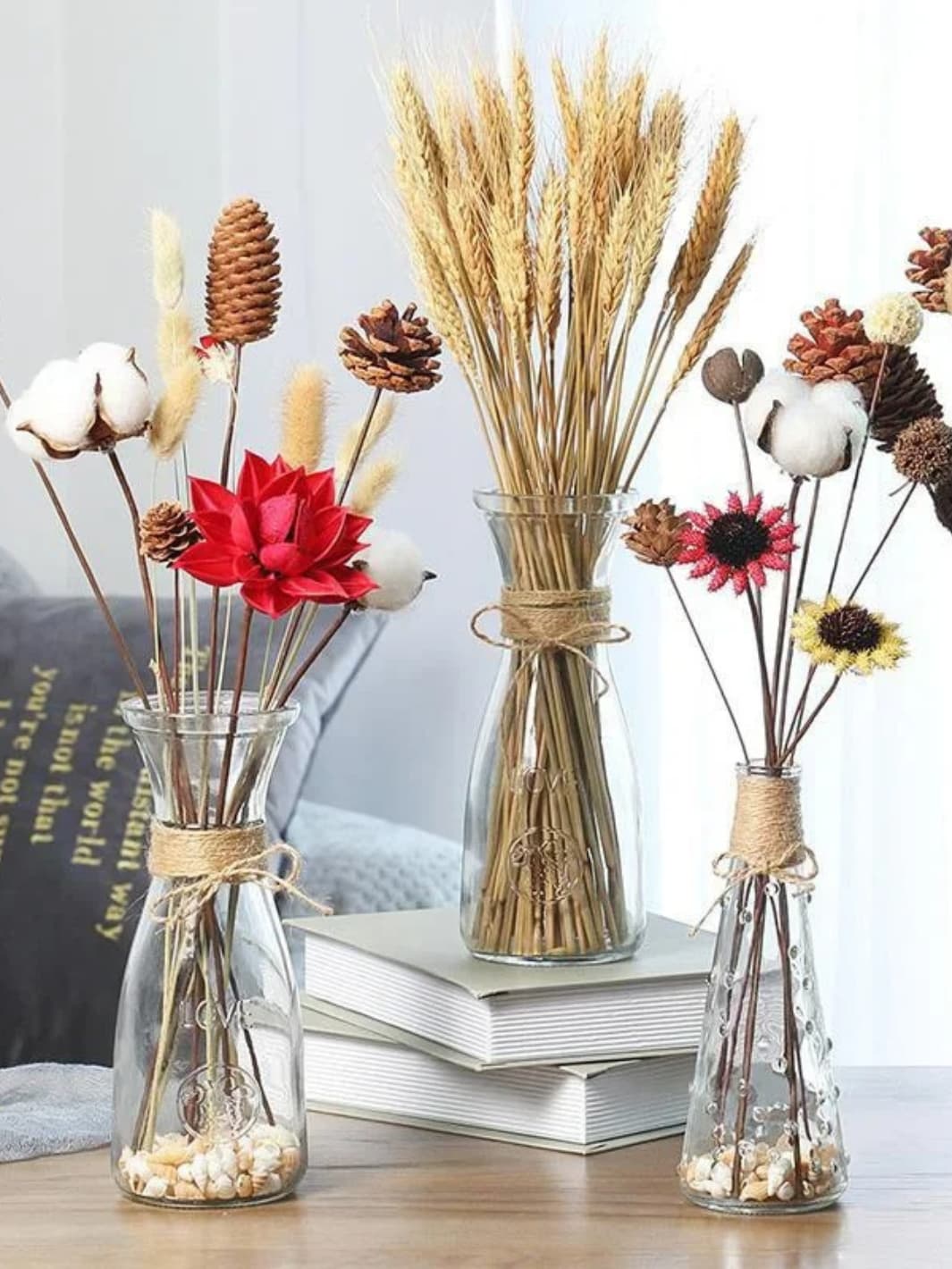 Vase | Pot transparent en verre pour fleurs séchées