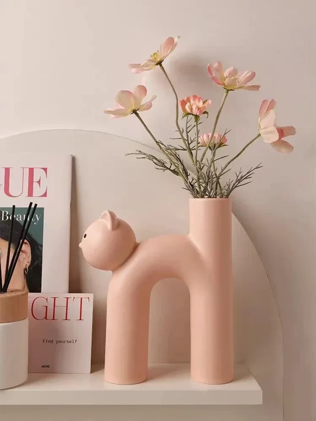 Vase | Pot chat céramique H déco mignonne et originale