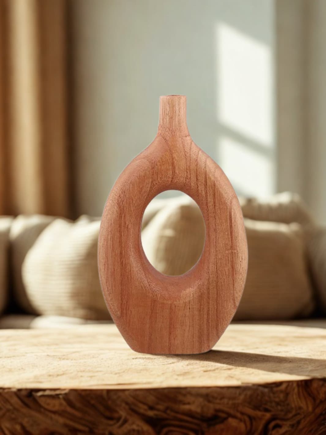 Vase | Donut sculptural en bois naturel