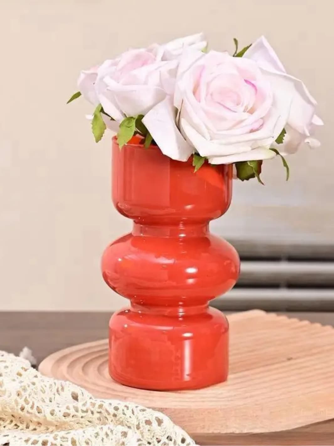 Vase | Coloré rétro en verre ondulé vintage