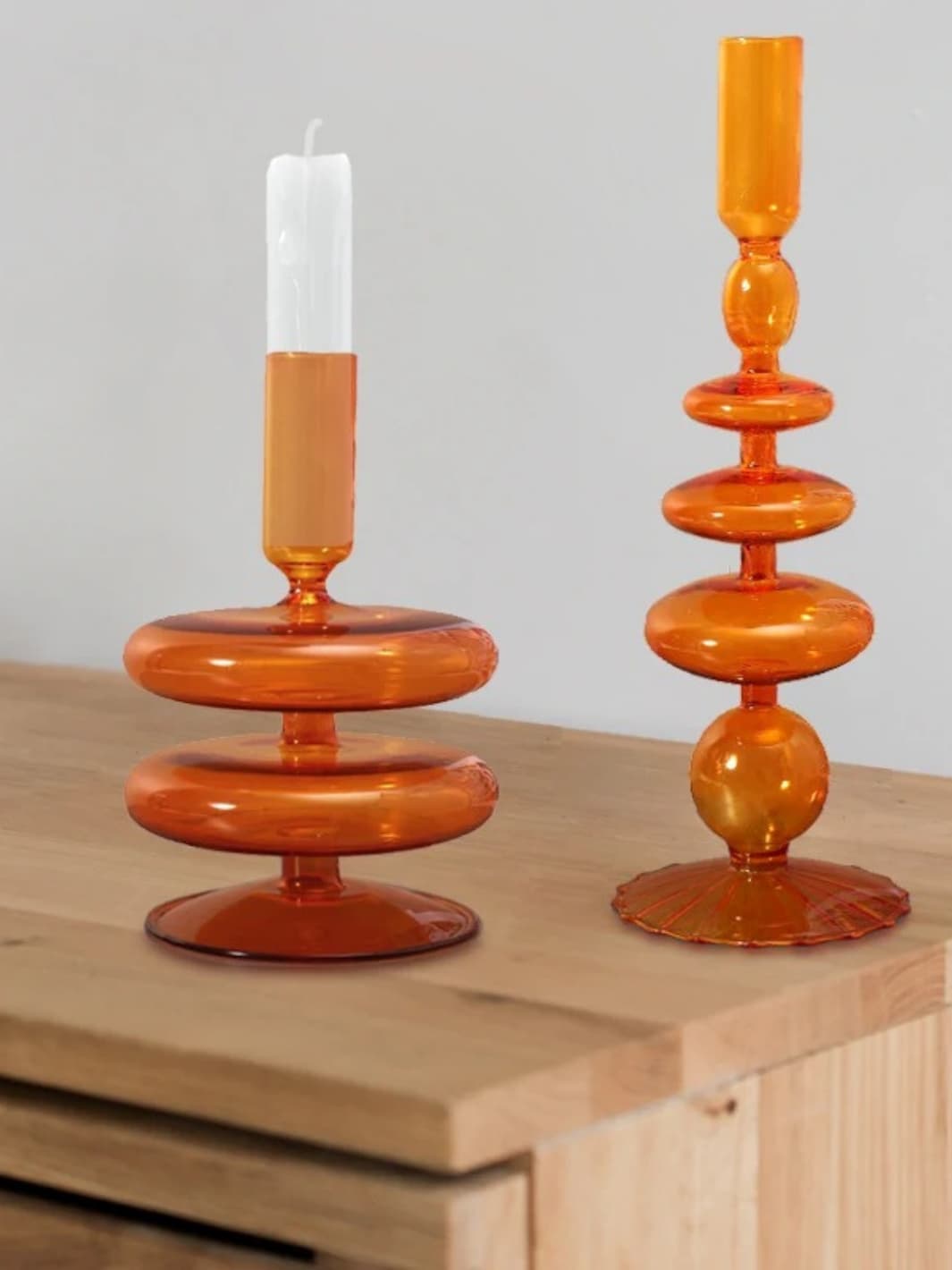 Vase | Soliflore orange en verre façon bougeoir design