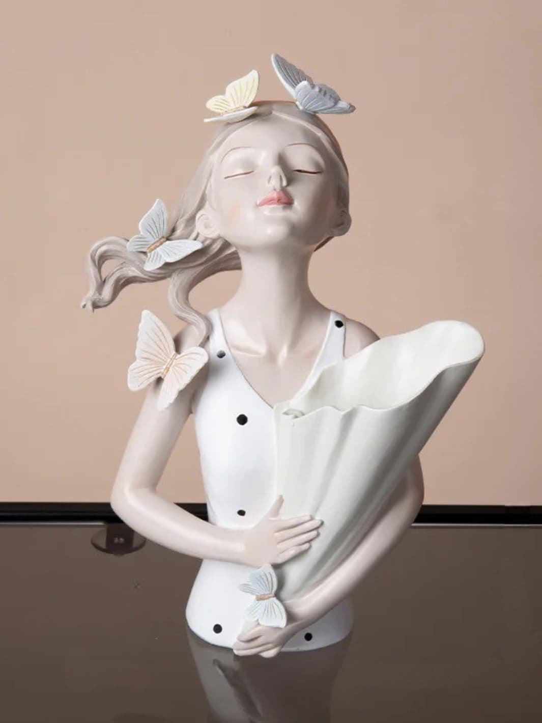 Vase | Sculpture résine fille aux papillons
