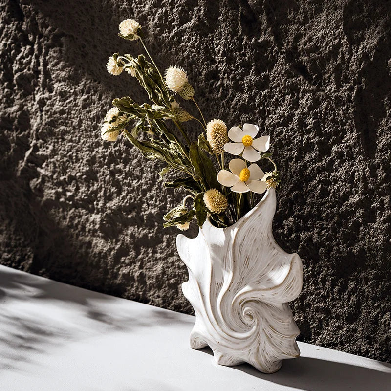 Vase | Éclat de coquillage en céramique blanche