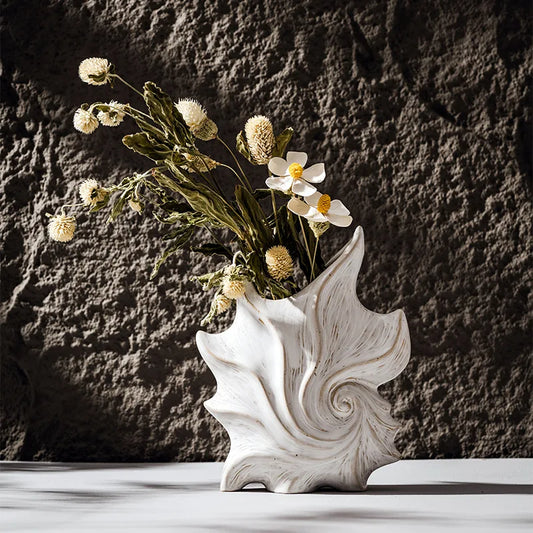 Vase | Éclat de coquillage en céramique blanche